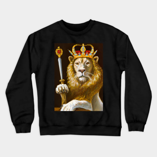 Lion with Crown Crewneck Sweatshirt by maxcode